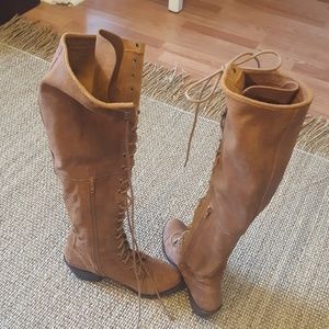 Leather tall boots